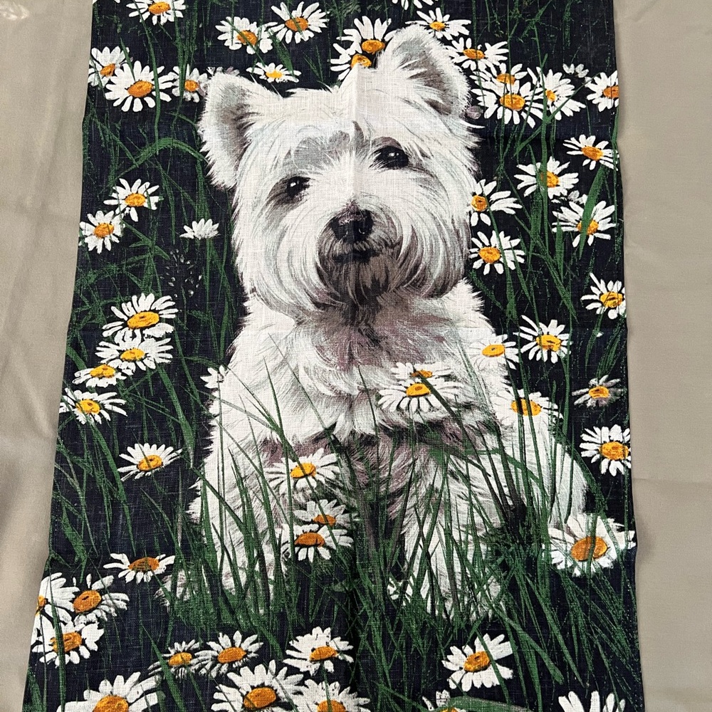 New Ulster Weavers Scottie Terrier with Daisies Tea Towel